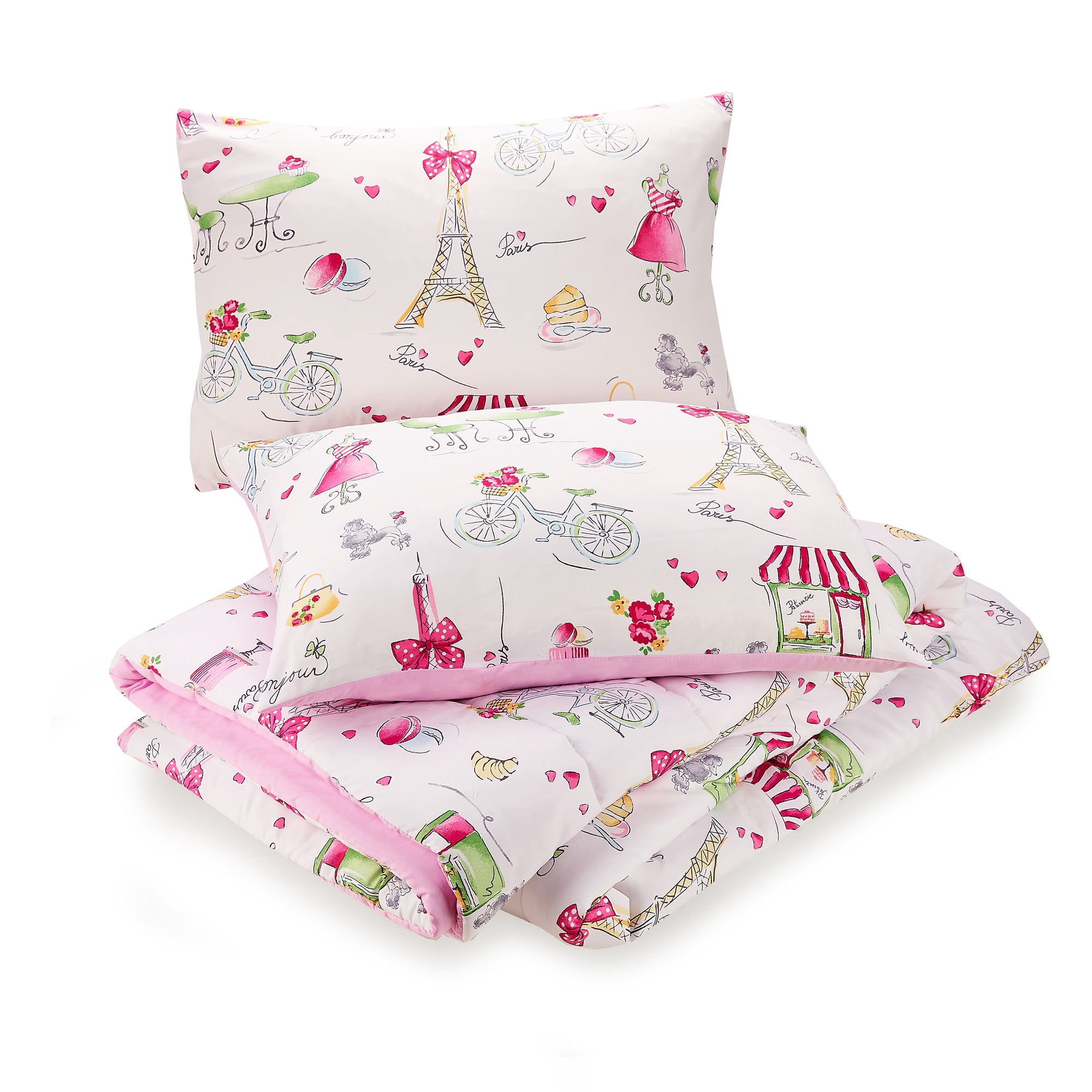 Urban Playground Kids and Teens Pretty in Paris Pink 2-Piece Comforter Set, Twin/Twin XL