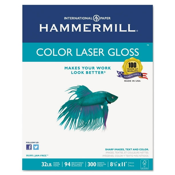 Hammermill Color Laser Gloss Paper, 32lb, 94 Bright, 81/2