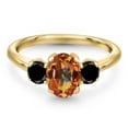 thumbnail image 3 of Gem Stone King 10K Yellow Gold Ecstasy Mystic Topaz and Black Diamond Engagement Ring for Women | 2.04 Cttw | Oval 8X6MM | Gemstone November Birthstone | Size 7, 3 of 6