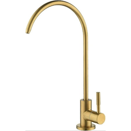 

Drinking Water Faucet Kitchen Beverage Faucet in 304 Stainless Steel Non-Air-Gap Pure Water Filter Faucet for Sink Fit for Reverse Osmosis Water Purify System (Brushed Brass)