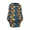 thumbnail image 2 of Fotbe Blue Floral Pattern Car Seat Covers for Babies, Nursing Breastfeeding Cover Infant Carseat Canopy, Soft Stretchy Carrier Cover, 2 of 9