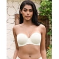 thumbnail image 2 of Deyllo Women's Push Up Strapless Bras Plus Size No-slip Full Coverage Underwire Support Smooth Contour Party Dress Bra, Ivory 38DD, 2 of 7