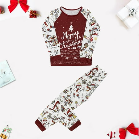 

DAETIROS Skin Friendly Print Top Pants Cute Beach Christmas Parent-child clothing Red
