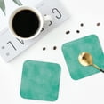thumbnail image 5 of Lsque Turquoise watercolor Pattern 4" Drink Coasters Set of 6, Leather Absorbent Coasters, Table Coaster Set Decorative Coffee Cup Coasters Housewarming Gift,Square, 5 of 7