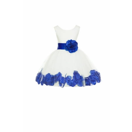 Ivory Floral Dress Ekidsbridal Formal Satin Floral Rose Petals Tulle Ivory Flower Girl Dress Bridesmaid Wedding Pageant Toddler Recital Holiday Reception Ceremony Communion Birthday Baptism Occasions 306T ()