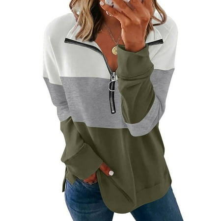 

Simplmasygenix Zip up Hoodies for Women Plus Size Women s Fashion Loose Turtleneck Print Long Sleeve Sweatshirt Top Blouse