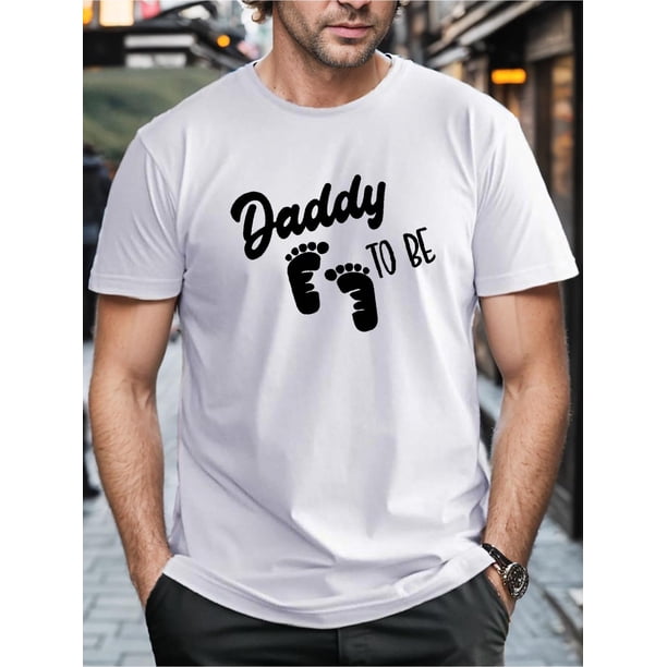 Men's Daddy to Be Letter Printed Creative Top, Casual Short Sleeve round Neck T-shirt, Summer Outdoor Men's Clothing Tee For Adult, Men, Women, Teen, Teenager, Adolescent, Youth