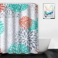 thumbnail image 3 of Turquoise Shower Curtain for Bathroom Waterproof Polyester Fabric Floral Shower Curtain Dahlia Flower Print Decorative Teal Bathroom Curtain Set with Hooks 72"x72", 3 of 6