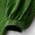 thumbnail image 4 of New Summer Arrivals SMihono Women's Stand Collar Cotton Linen Midi Dress Plus Size Summer Vintage Long Sleeve Single Button Down Dress Green M, 4 of 7