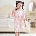 thumbnail image 4 of Huowey Kids Boys Girls Silk Satin Bathrobe Kimono Robes Nightgown Sleepwear Clothes, 4 of 7