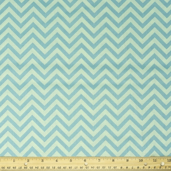 Waverly Inspirations Cotton 44" Color Sewing Fabric by the Yard, Zigzag Powder Blue