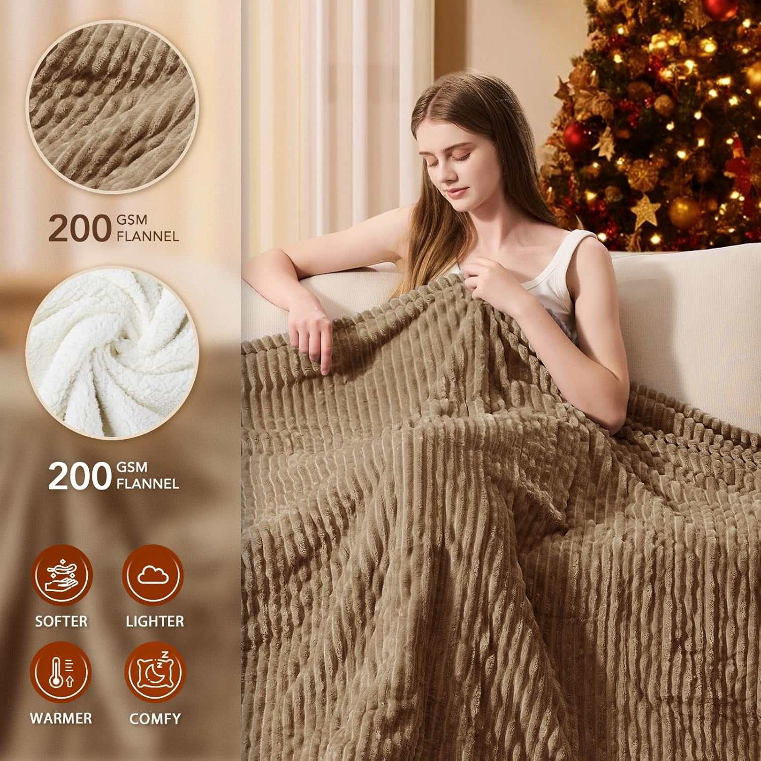 Sunbeam Cozy Electric Heated Fleece Blanket with Dual Control