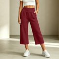 thumbnail image 4 of Endives Capri Pants for Women High Waist Stretchy Pull On Loose Walking Pants With Side Pockets Lightweight Straight Leg Crop Pants, 4 of 6