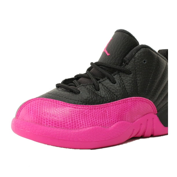 AIR JORDAN 12 RETRO XII TD SZ 9 C KIDS BLACK DEADLY PINK SILVER TODDLER