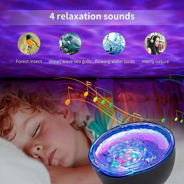 Ocean Wave Projector, 12 LED Remote Control Night Light Lamp Timer 8 Colors  Changing LED Kids Night Light Projector Lamp for Baby Kids Adult Bedroom