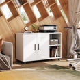 thumbnail image 2 of Sunny Lane Office Storage Cabinet with Doors and Shelves, Lateral Printer Stand for Office Supplies and File Storage, Filing Cabinet for Home Office, White, 2 of 6