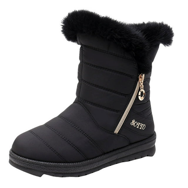Amzcrzy Bottines pour Femmes Mode Hiver Chaussures Chaudes Bout Rond Talon Moyen Bottes Tube Moyen Bottines pour Femmes Bottes pour Femmes Bottes de Neige pour Femmes