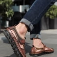 thumbnail image 4 of Willtoo Mens Outdoor Hiking Sandals Casual Fashion Faux Leather Athletic Sports Shoes Closed Toe Breathable Lightweight Walking Sandals, 4 of 5