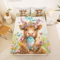 thumbnail image 5 of Erosebridal Kawaii Highland Cow Bed Sheets,Happy Easter Colorful Blossom Flowers King Sheets For Kids 4 Pieces, 5 of 6