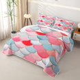 thumbnail image 3 of Manfei Mermaid Princess Bed Spread Queen, Mosaic Fish Scale Queen Coverlet Set, Pink Teal, 3-Piece, 1 Quilt and 2 Pillowcases, 3 of 7