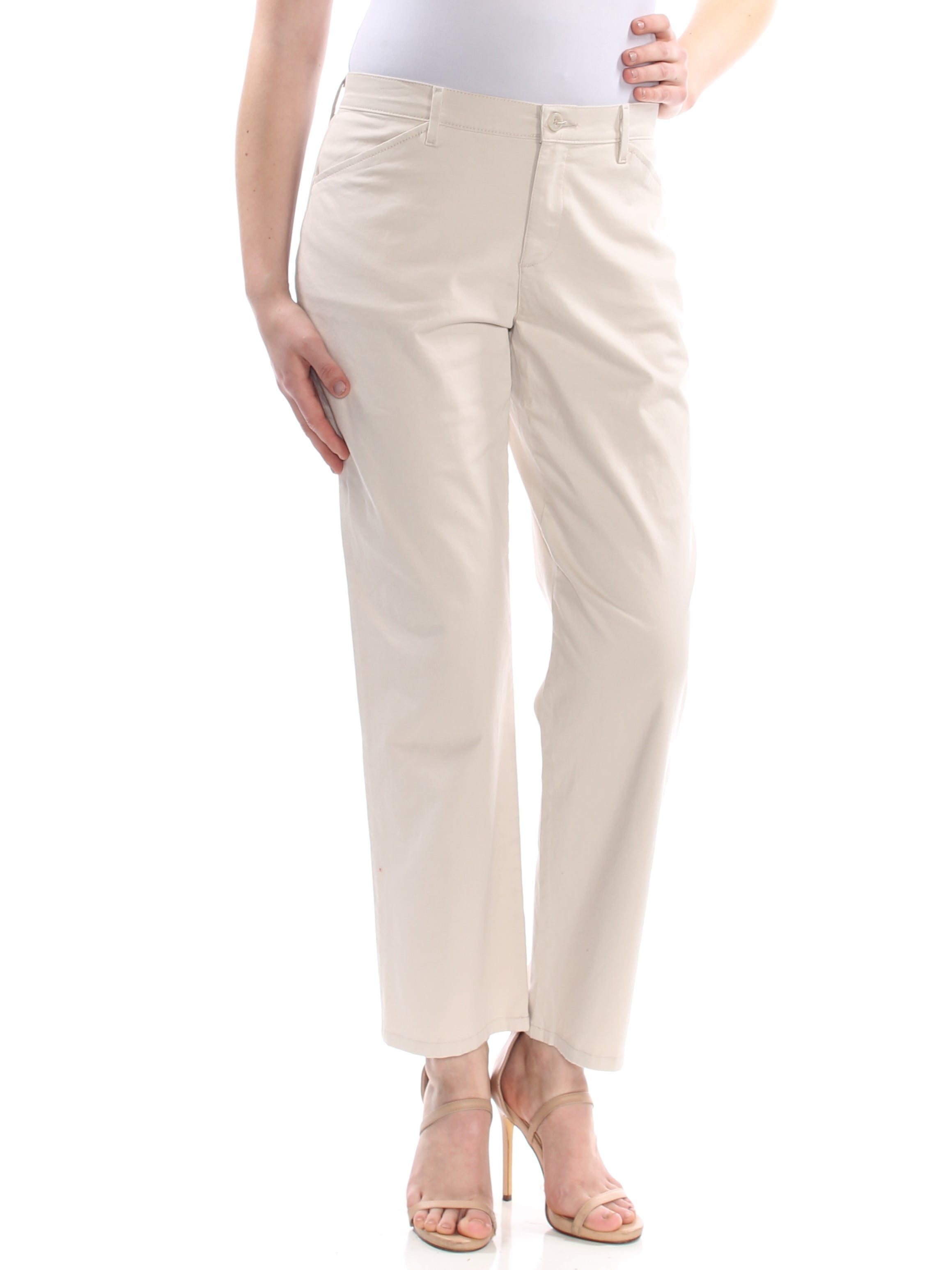 Lee LEE Womens Beige Pocketed Zippered Straight leg Wear To Work