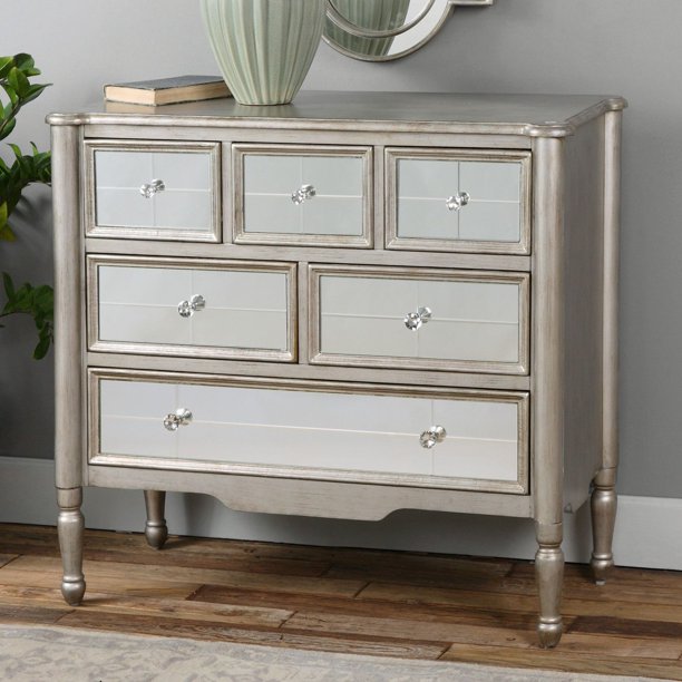 Uttermost Rayvon 6 Drawer Mirrored Accent Chest - Walmart.com - Walmart.com