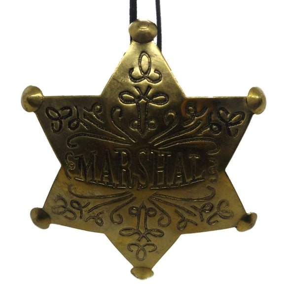 On Holiday Western Marshal Brass Star Badge Christmas Tree Ornament