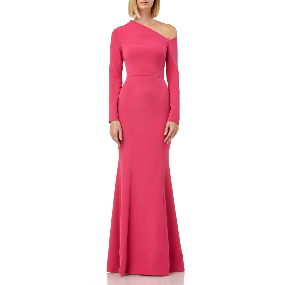 Kay Unger - KAY UNGER Womens Pink Zippered Long Sleeve Asymmetrical ...
