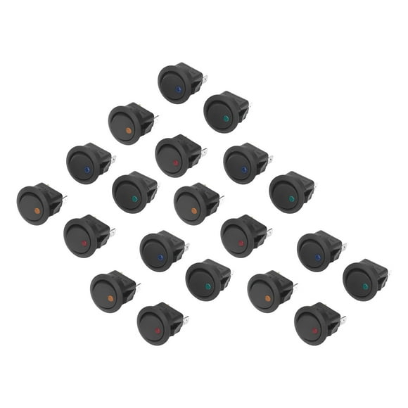 Interruptor basculante redondo con luz LED, 20 piezas, 12 V, interruptor basculante redondo, interruptor de encendido y apagado SPST creado magistralmente