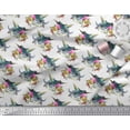 thumbnail image 3 of Soimoi White Cotton Poplin Fabric Leaves,Floral & American Robin Bird Print Fabric by The Yard 56 Inch Wide, 3 of 3