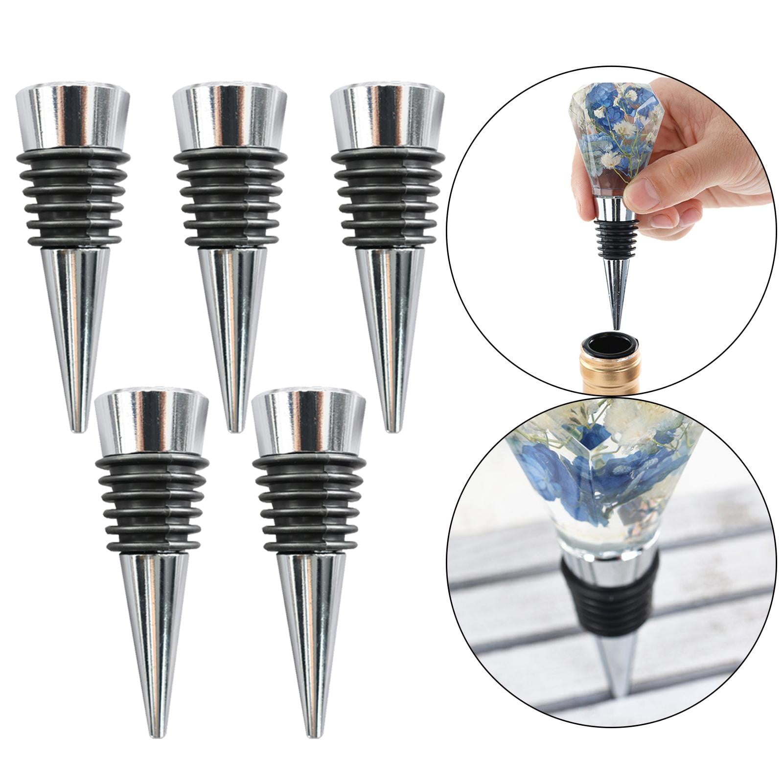 5 Pieces DIY Crystal Epoxy Bottle Stopper Set Creative Diamond Shaped
