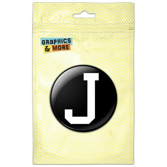 Letter J Initial Black White Refrigerator Button Magnet