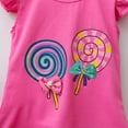 thumbnail image 5 of Lopeceal Toddler Girls Cute 2 Piece Outfits Lollipop Print Crew Neck Ruffle Sleeve with Bowknot Small Floral Print Shorts 2-9Y, 5 of 6