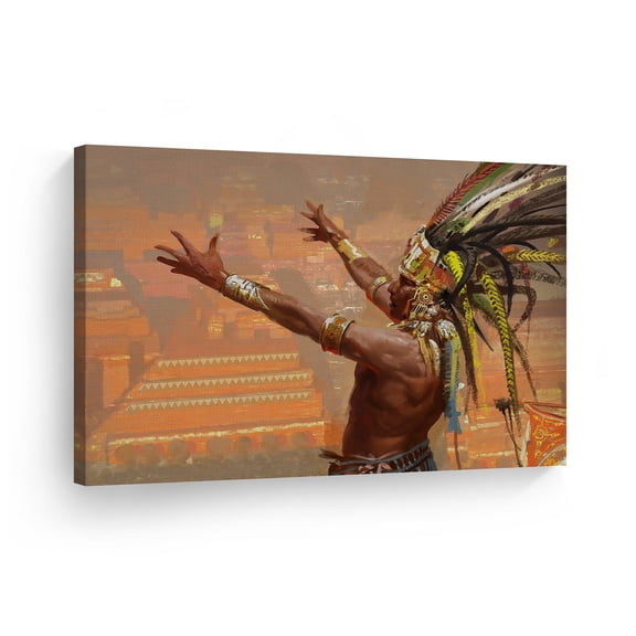 Smile Art Design Indian Wall Art Native American Gives a Speach to His People Canvas Print Home Decor Decorative Artwork Living Room Bedroom Office Wall Decor Ready to Hang Made in USA - 8x12