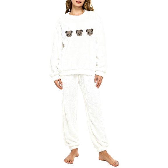 MEICHEN Pajamas Set for Women Women's Winter Coral Fleece Set Thickened Flannel Fabric for Maximum Warmth Soft Cozy Loungewear and for Cold Nights Women's Loungewear