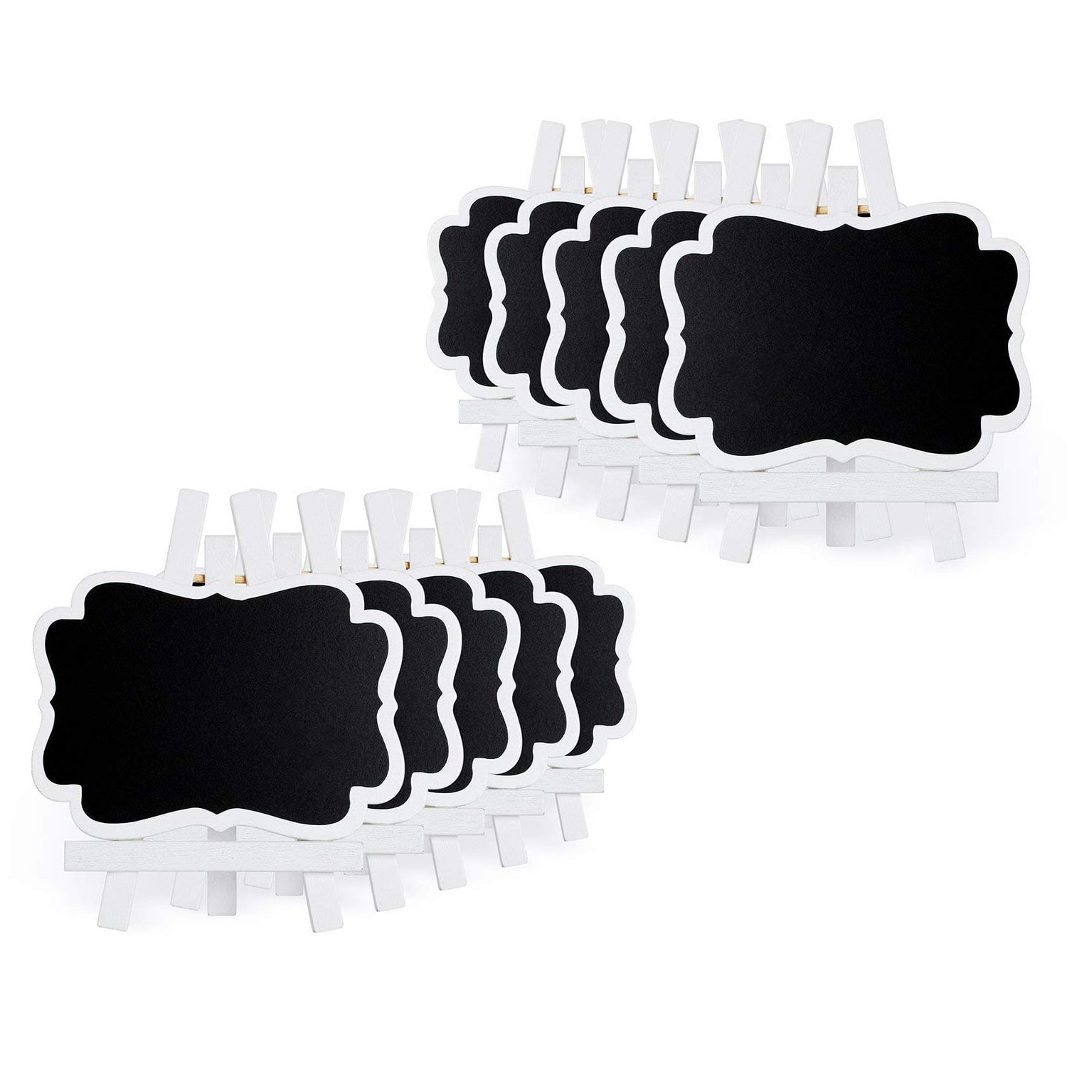 10Pcs Wooden Small Chalkboard Signs With Easel Stand, Chalkboards