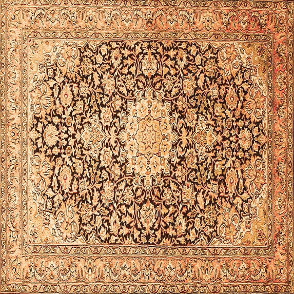 Ahgly Company Indoor Square Medallion Orange Traditional Area Rugs, 7' Square
