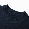thumbnail image 7 of UVEASISHA Waffle Knit Sweater for Men Long Sleeve Crewneck Knitted Shirt Solid Color Casual Pullover Sweaters Fall Fashion Streetwear Shirts Dark Blue S, 7 of 7