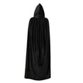 thumbnail image 3 of Ponceau Black Cloak with Hood Full Length Halloween Cloak Vampire Cape for Women Black 130cm, 3 of 5