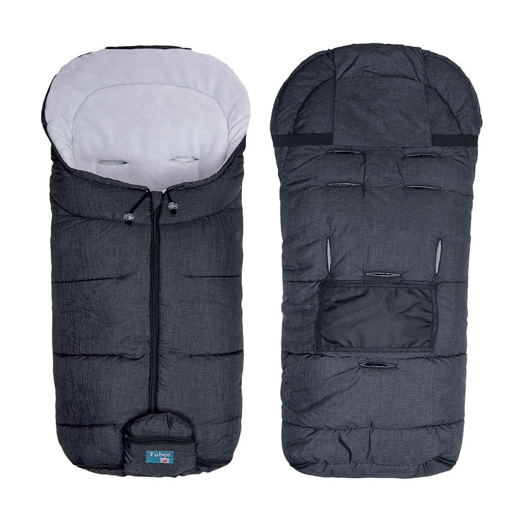 Winter Waterproof Warm Stroller Bunting Bag, Center and Botton Open for Easy in and Temperature Control, Multi Use, Toldder Size, Grey