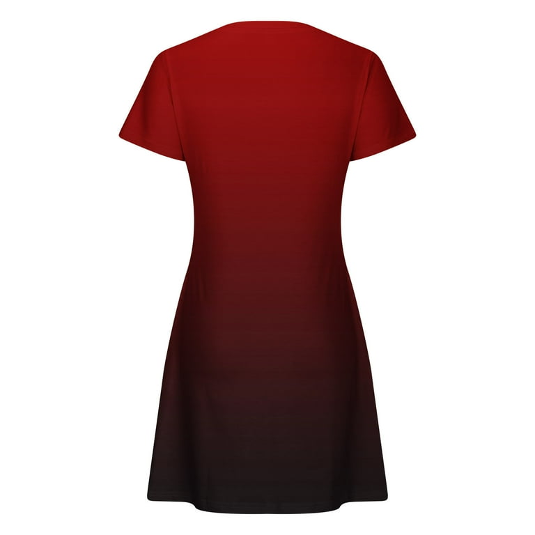 Winter DealsParty Dresses for Women 2024,Women'S Summer Gradient Color Double Pocket Short Sleeve Round Neck T-Shirt Dress,Red,Xl - Walmart.com Winter DealsParty Dresses for Women 2024,Women'S Summer Gradient Color Double Pocket Short Sleeve Round Neck T-Shirt Dress,Red,Xl - Walmart.com