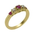 thumbnail image 1 of LBG British Made 10k Yellow Gold Ruby & Cultured Pearl ring Womens band Ring - 33 size options - Size 11.75, 1 of 6