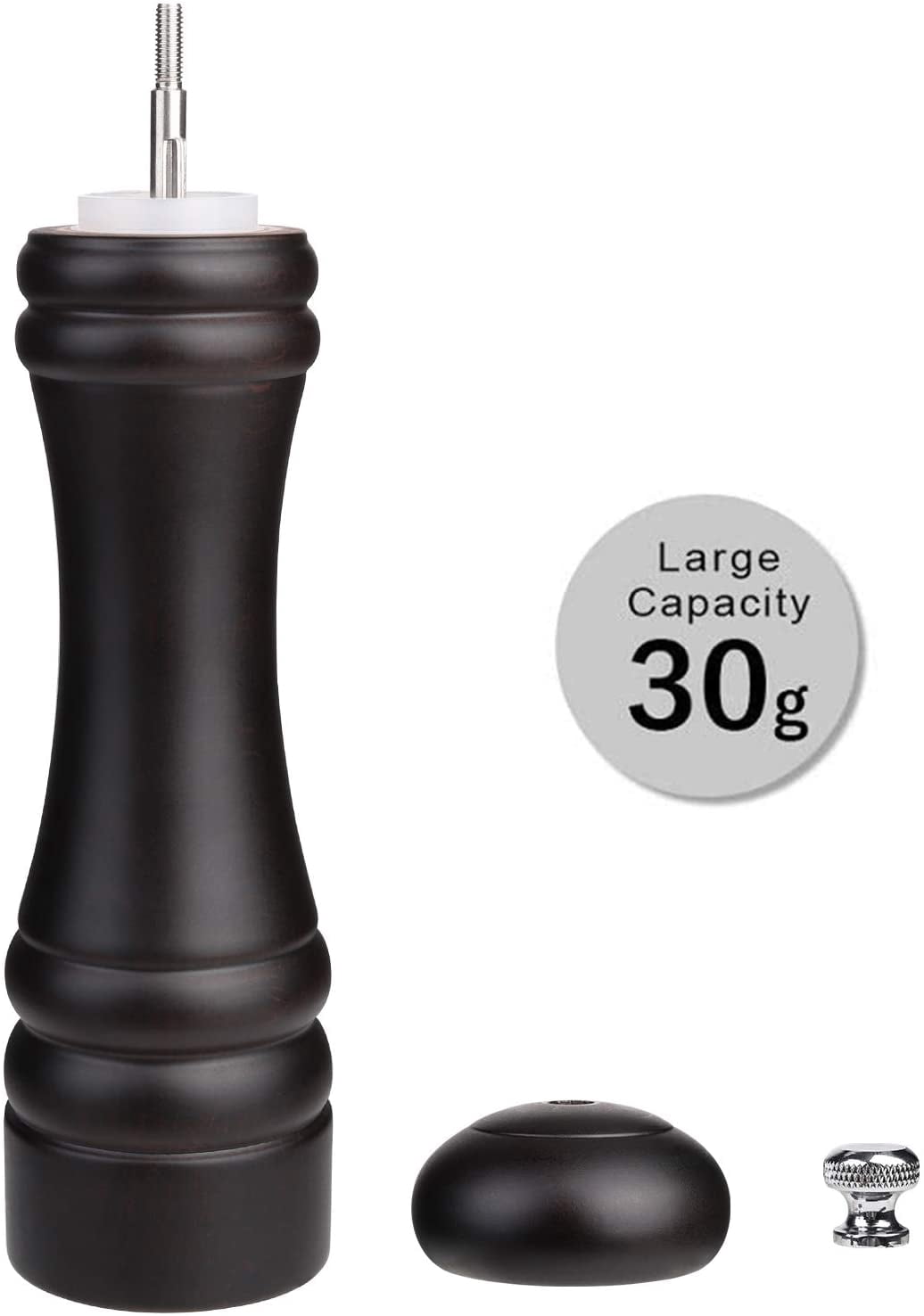 Pepper Mill Black Pepper Grinder Mill Wood Refillable Stainless Steel Mechanism Adjustable Coarseness