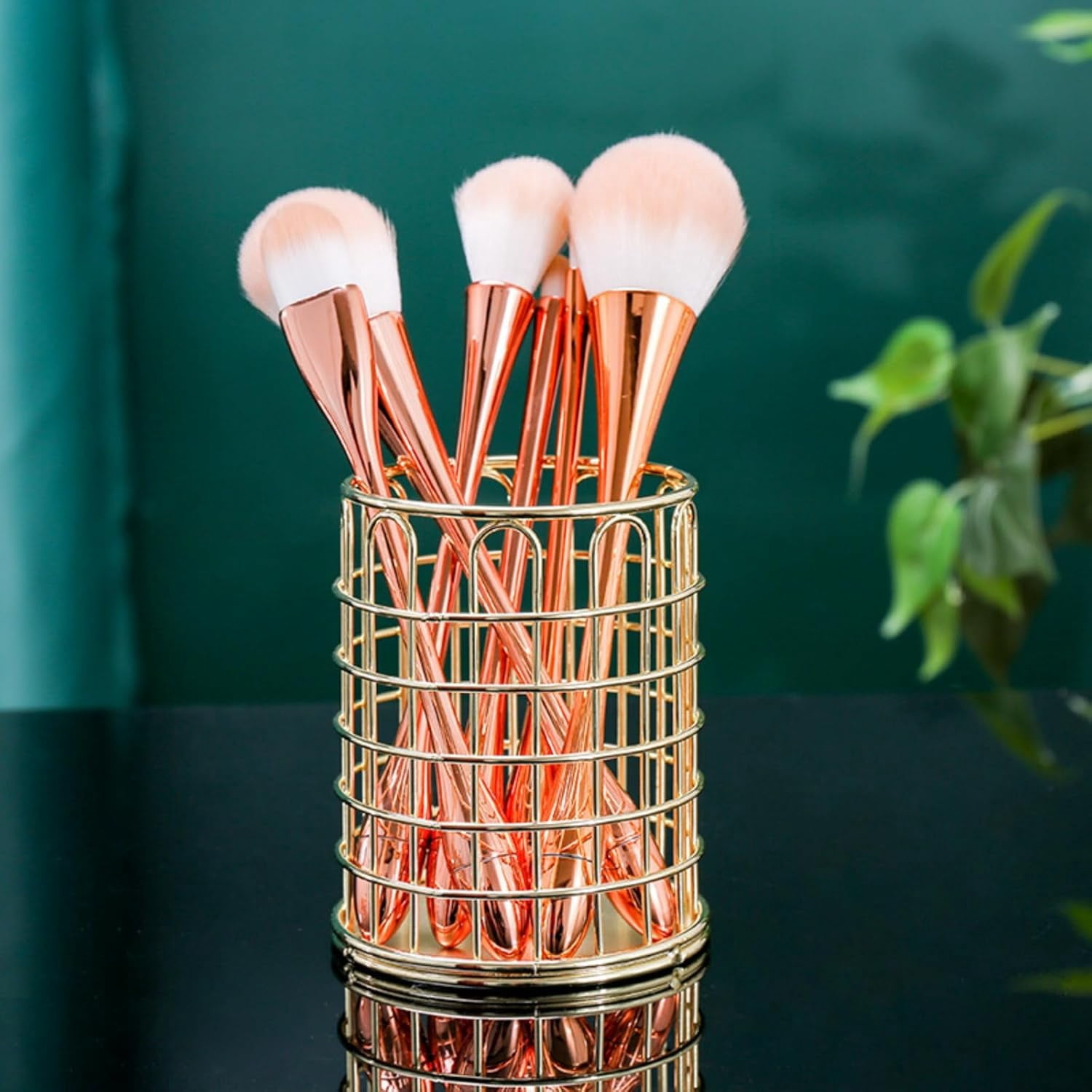 ABPETE Pencil Cup,Pen Holder, Wire Metal Pencil Holder, Decorative Desk Storage Organizer Container for Stationery and Desk Accessories (Gold 2,2-PACK)