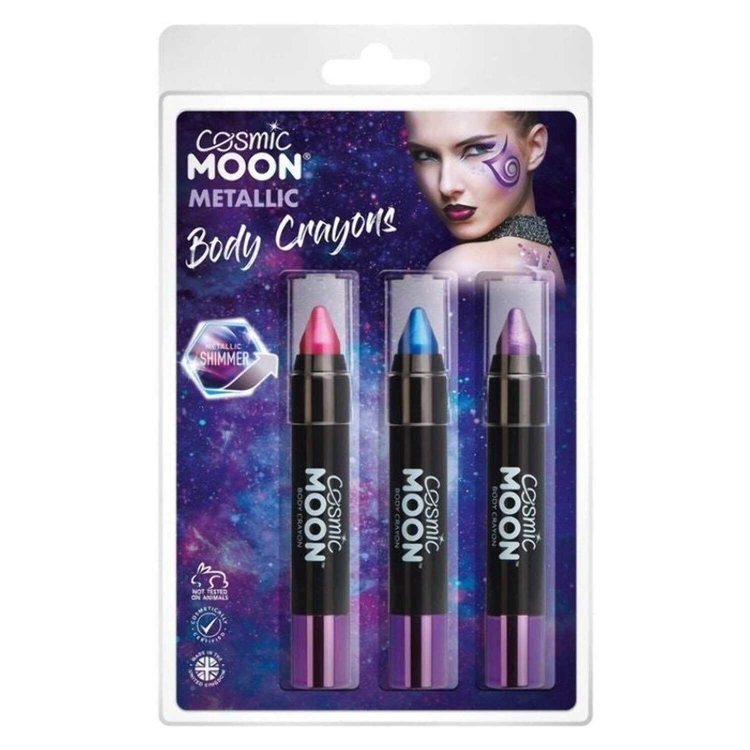 Cosmic Moon Metallic Lipstick Clamshell 3 Pack 5g Costume Make Up Cosmic Moon Metallic Lipstick Clamshell 3 Pack 5g Costume Make Up