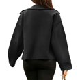 thumbnail image 7 of Women Cropped Button Blazer Short Casual Bomber Wool Blend Jacket Pea Coat Fall Outerwear with Pockets, 7 of 7