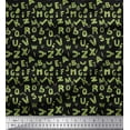 thumbnail image 1 of Soimoi Green Poly Georgette Fabric Alphabet Text Printed Fabric 1 Yard 42 Inch Wide, 1 of 3