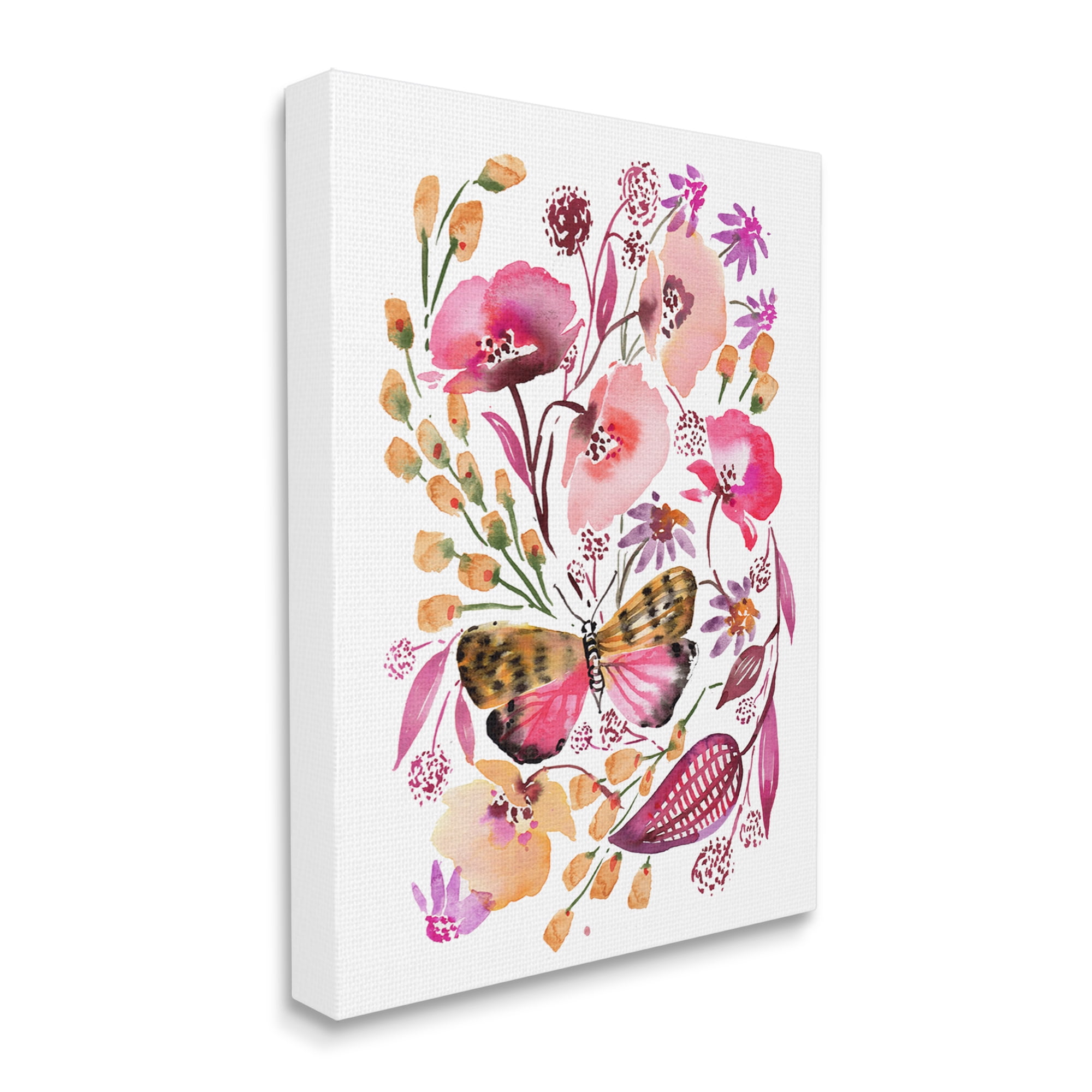 Stupell Industries Abstract Pink Botanicals Botanical & Floral Painting Gallery Wrapped Canvas Art Print Wall Art, 36 x 48