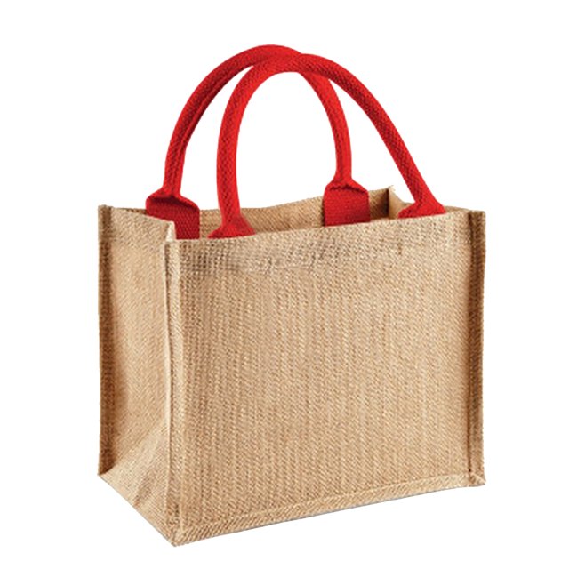 Westford Mill Jute Mini Presentpåse (6 liter) One Size Naturlig/Ljusröd Natural/Bright Red