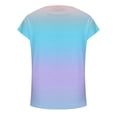 thumbnail image 5 of SDNall Gradient Summer T-Shirts for Women 2024 Casual Gradient Color Short Sleeved T-Shirt Tunic Blouse Tops (Blue,Sizes:S-4XL), 5 of 9
